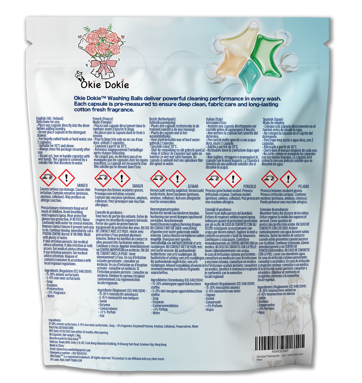 Okie Dokie™ Washing Balls - 80 Washes - Cotton Fresh Scent